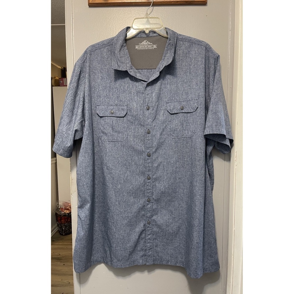 Croft& Borrow Quick Dry Short Sleeve Button Up Men's 3XLT Shirt Blue vented
